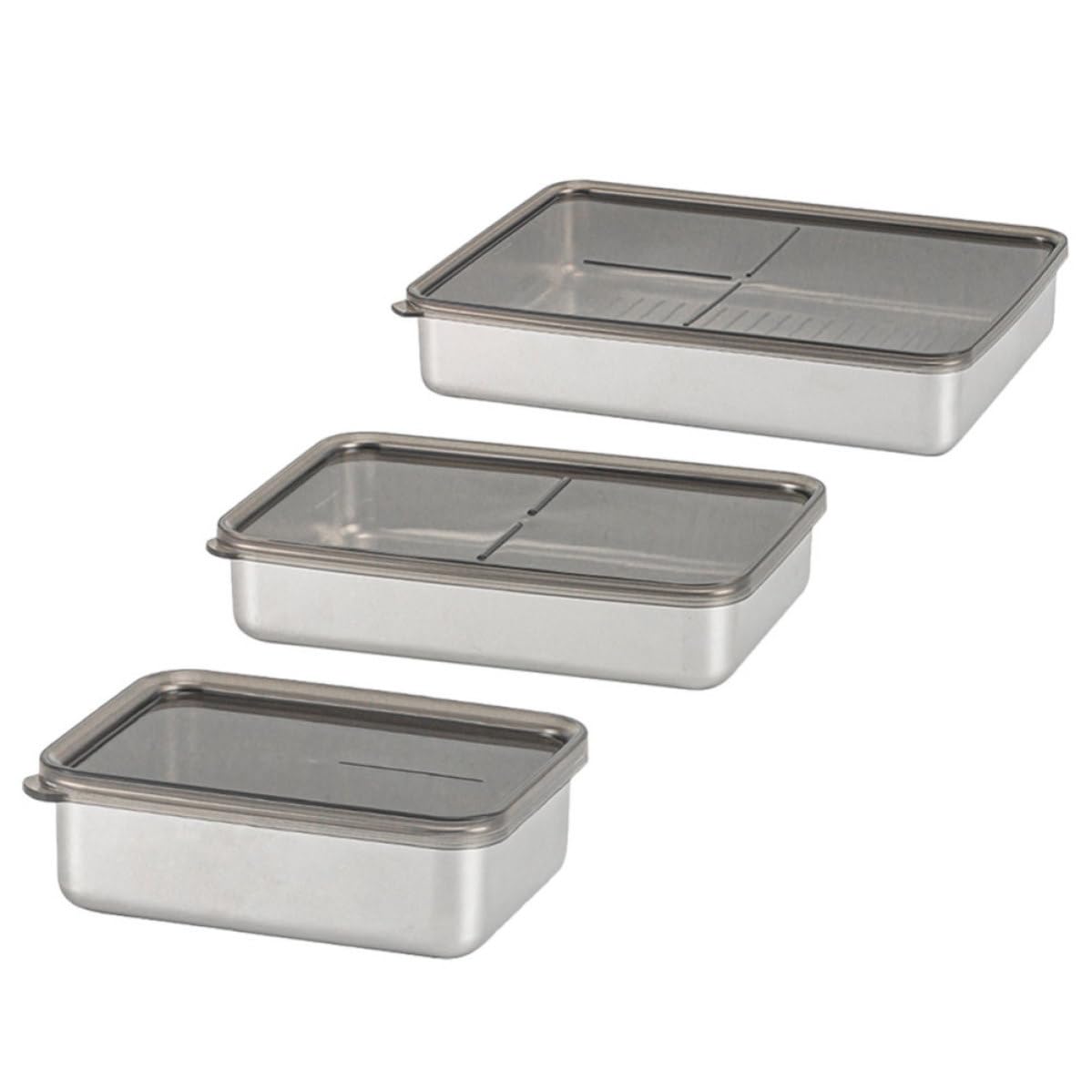 3 Piezas Recipientes de Acero Inoxidable para Alimentos con Juego