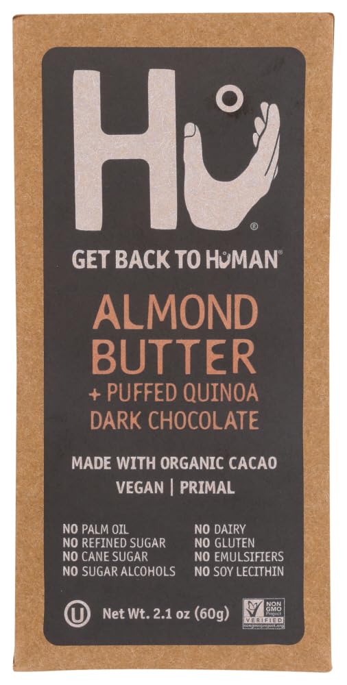 Dark Chocolate Bars, 2.1 oz, Almond Butter & Puffed Quinoa 72% Chocolate Bar (6 Pack)