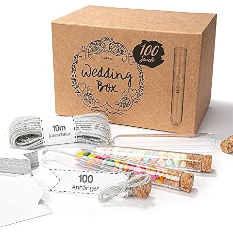 Tuuters 100x Kunststoff Reagenzglas mit Korken Juteschnur und Etikett als Gast-Geschenk Cover