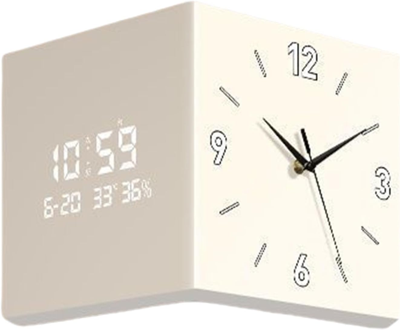 hejhncii Modern Corner Wall Clock with Double Sided Display Digital and Hands Plugging in Wall Clock for Living Room and Bedroom