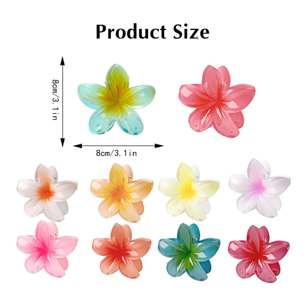 TTPSRY 10 Pcs Flower Hair Clip Nonslip Flower Claw Clips Strong Hold Hawaiian Claw Clip for Medium Thick Hair Hair Claw Clips for Women and Girls - Image 2
