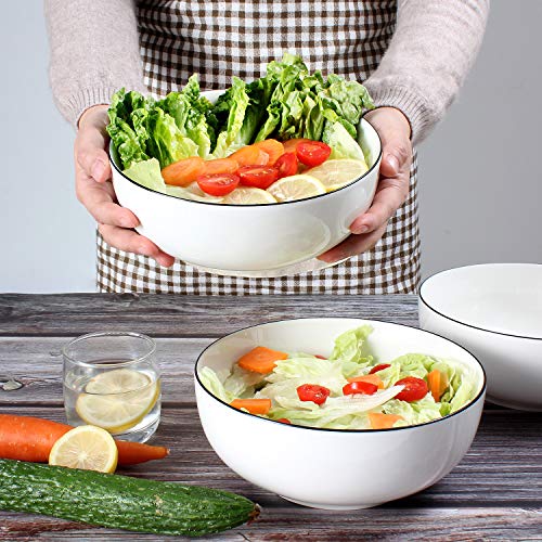 Anbncn Salad Bowls 8 Inch 65 Oz Large Serving Bowls White Fine Porcelain Fruit Bowl Soup Bowl Pasta Bowl Popcorn Bowl Set Of 3 (White) #TOP3
