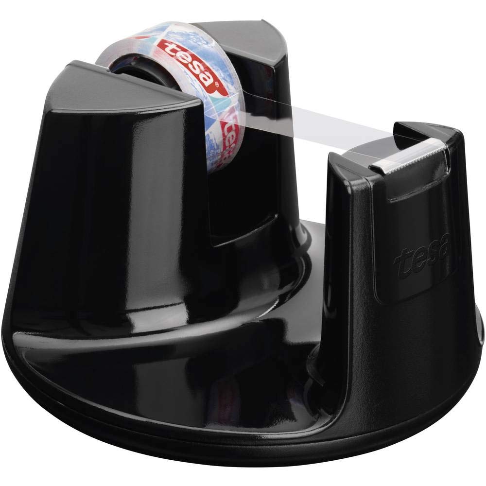 tesa Tesafilm Tischabroller Compact – Klebebandspender mit Anti-Rutsch-Boden, Schwarz