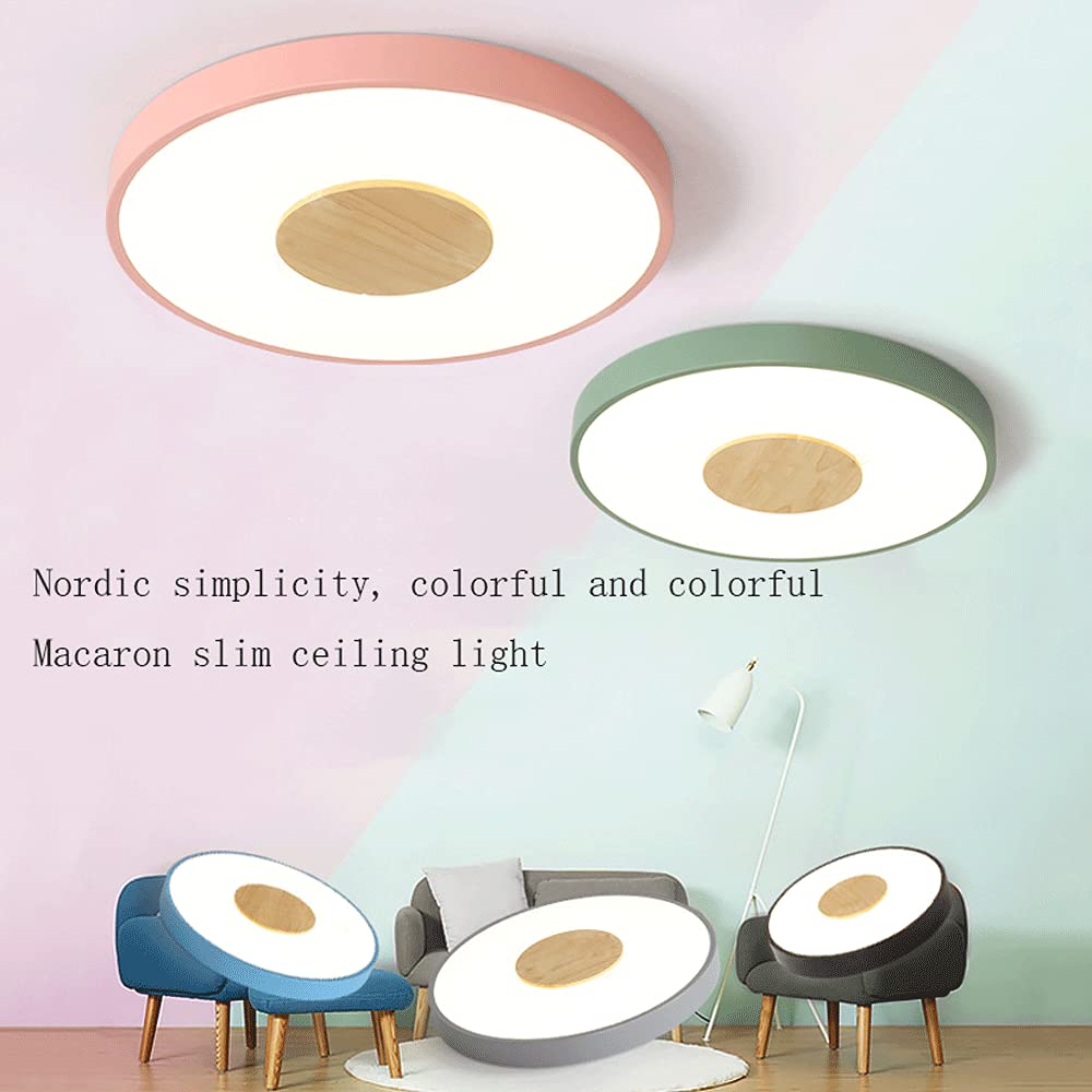 Lampa sufitowa do sypialni Okrągłe LED Nowoczesne płaskie oświetlenie sufitowe Kreatywne zielone lampy do składania Drewniana oprawa do montażu podtynkowego do sypialni Salonik