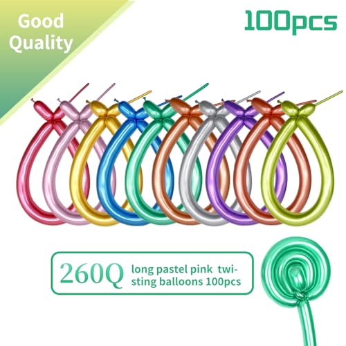 Image of 260 Metallic Multi Long Balloons for Balloon Garland Thickening Skinny Latex Twisting Animals Modeling Christmas Birthday Wedding Party Festival Decorations 100pcs