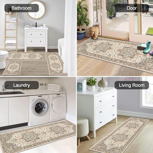 HEBE Boho Kitchen Rugs Set of 3, Non Slip Washable Kitchen Mats for Floor - image 6
