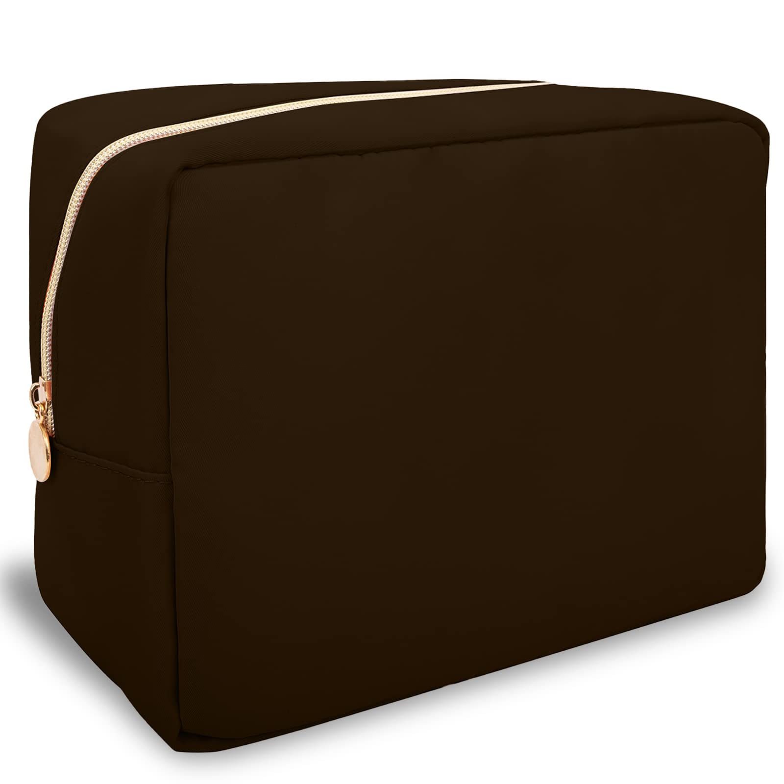 Nylon Large Makeup Bag Travel Pouch for Women, Preppy Big Makeup Bag Cute Cosmetic Zipper Pouch Purse, DIY Chenille Letter Bag Waterproof Toiletry Bag