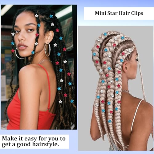 30 pinzas pequeñas con estrellas de strass rojo blanco azul miniatura 4