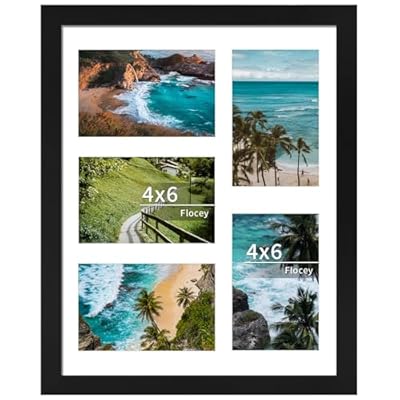 Flocey 11x14 Collage Picture Frame, Displays 5Pcs 4x6 Photos with Mat or 1Pcs 11by14 Picture without Mat for Wall Hanging, Picture Frames Collage Wall Decor, 1 Pack