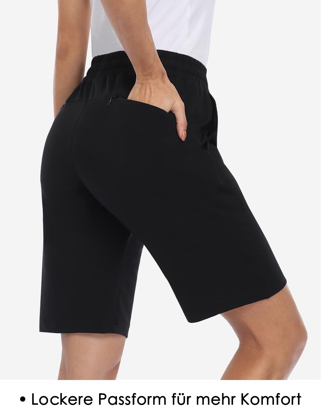 MOVE BEYOND Bermuda da Donna con 3 Tasche con Coulisse Pantaloncini Sportivi da Donna da Allenamento Salotto Yoga