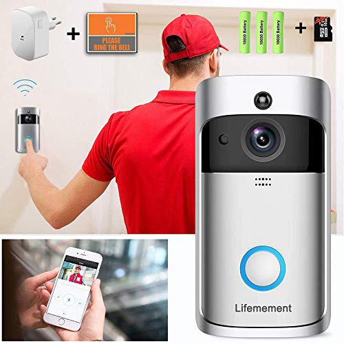 Wireless Video Doorbell, WiFi 720P Doorbell Camera, Two-Way Audio/Video Night Vision Motion Detectio/Realtime