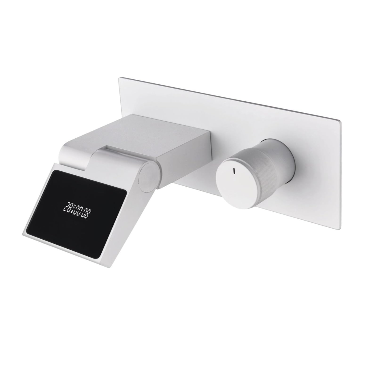 Wall Mounted Bathroom Faucet, Brass Embedded Basin Mixer Tap with LED Display, Hot & Cold,Safe and Reliable(White 02)