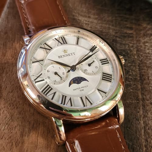Image of Bennett Celest Limited Edition Men's Watch with Japanese Quartz Movement | Sun & Moon Phase | Premium Analog Dress Watch | Classy Watches for Men