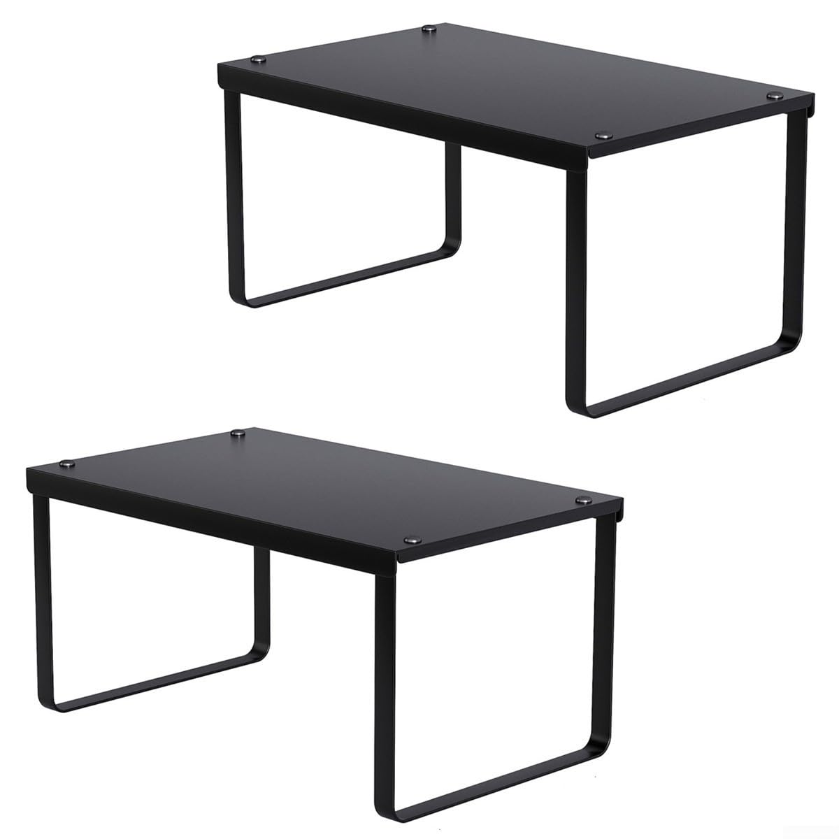 Fauhapyway Stapelbares Gewürzregal, 2 Stück, Thekenregale, Metall-Aufbewahrungseinheit für Gewürze, Gläser, Flaschen, 32 x 20 x 16 cm (schwarz)