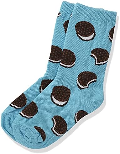 Hot Sox Boys Big Conversation Starter Novelty Crew Casual Sock, Cookie (Sky Blue), Medium-Large US