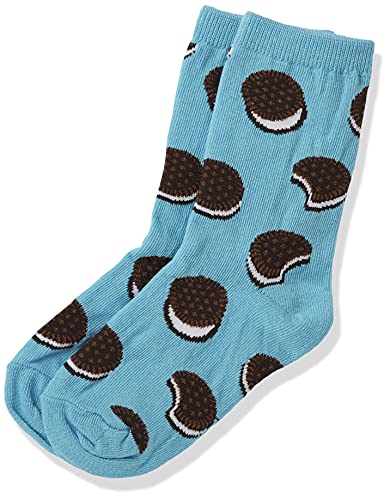 Hot Sox Boys Big Conversation Starter Novelty Casual Crew Socks, Cookie (Sky Blue), Medium Large Youth