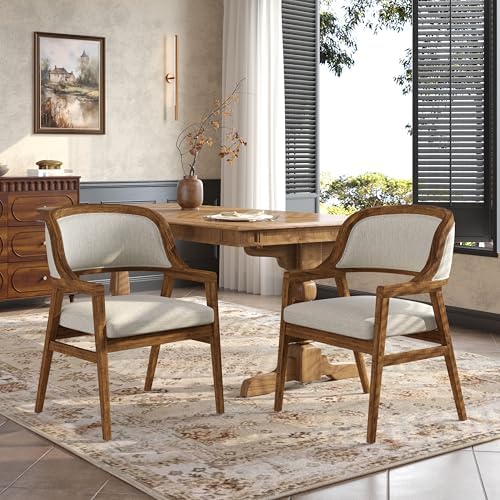 Christopher Knight Home Dolia Mid Century Modern Dining Chairs Set of 2, Dining Chair with Fabric Upholstery, Wooden Kitchen Chairs with Curved Backrest, Extra Seat for Dining Room, Beige + Walnut - Thumbnail 3