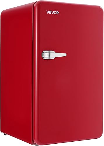 VEVOR Mini nevera, 3.2 pies cúbicos, refrigerador compacto de una sola puerta con temperatura ajustable, estante de vidrio, refrigerador de