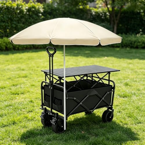 GSATREY Carrito de Alimentos Portátil, Carrito Plegable Portátil, con Manija Regulable, Ruedas Multiuso Giratorias 360°, Ideal para Ferias de Artesanía(Black,90cm/35.4in)