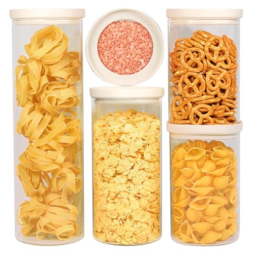 Urban Green Glass Food Storage Jar with Glass Lid, Food Canister Set with Airtight Lids, Pantry Jars for Kitchen Organization, Food Storage Containers in Set of 5