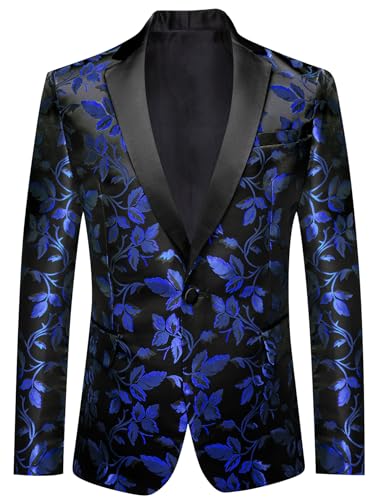 Image of Barry. Wang Men's Sport Coats & Blazers Flower Suit Jacket 1 Button Paisley Tuxedo Mardi Gras Carnival Parade Gift