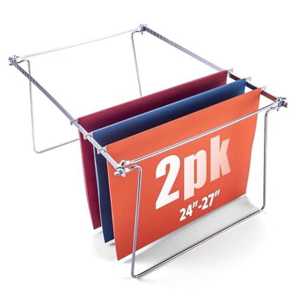 Photo 1 of Officemate Hanging File Frame for Letter Size Hanging Folders, Adjustable Steel Drawer Organizer for Desks, Cabinets and Shelves, 24 to 27 Inch, Set of 2