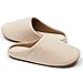 Relaxed Foot Slippers | Organic Cotton & Memory Foam | 1 Pair with Storage Bag (Large, Beige)