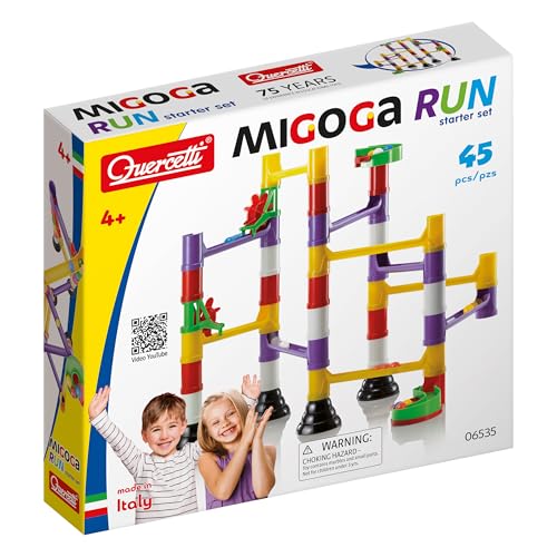 Quercetti Migoga Marble Run Basic, Pista Biglie per Bambini 4-10 Anni, 45 Pezzi, Costruzioni per Bambini, Gioco...