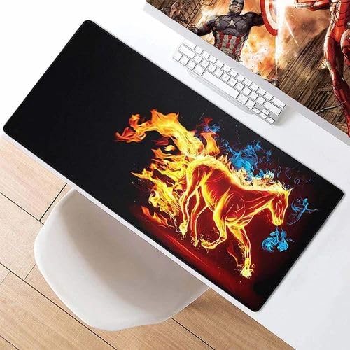 Image of Large Extended Long 700 x 300 mm Mouse Pad for Keyboard & Mouse | Water Resistant Anti Slip Surface Ideal for Office Home and Gaming Setup (Fire Horse -9)