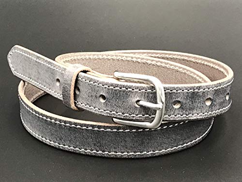 Black Amish Handmade Leather Dress Belt Plain Stitched 1 inch wide3