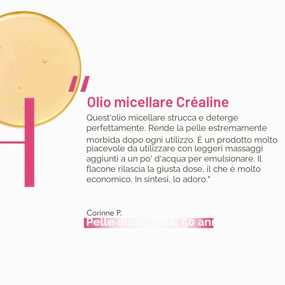 BIODERMA Créaline Olio Micellare - Deterge, Strucca, Lenisce - Rimuove il Trucco Waterproof da Occhi e Labbra - Pelle Sensibile - Flacone a Pompa 150 ml