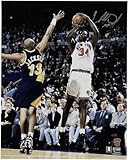 Charles Oakley New York Knicks Autographed 16" x 20" Shooting vs. Indiana Pacers Photograph - Autographed NBA Photos