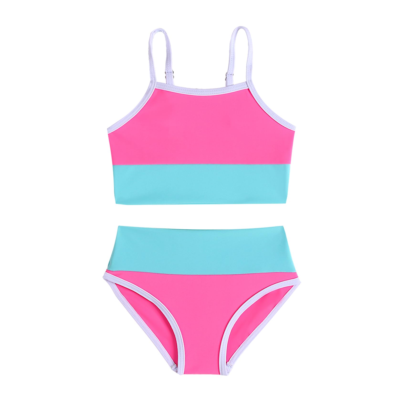 Little Girl Swimsuit Casual Swimwear Kids Two Piece Color Block Bathing Suits Beach Bikini Set 3-12Years
