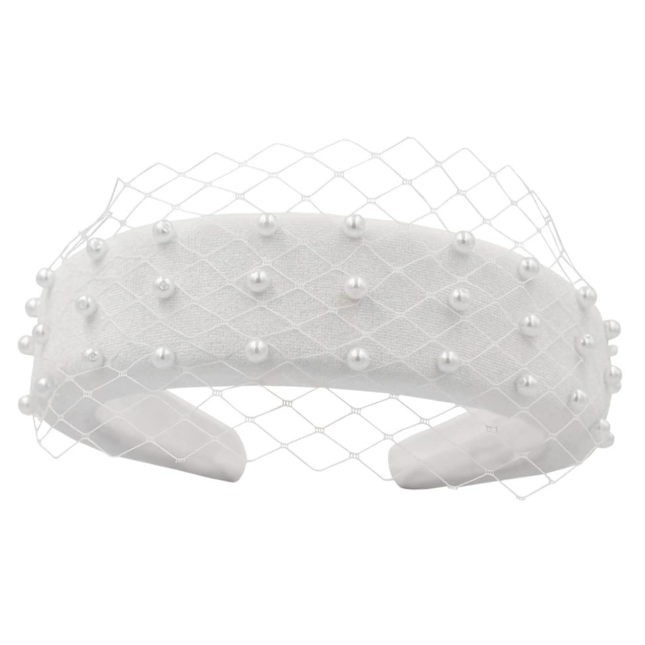 NOLITOY diadema nupcial accesorios para el cabello tocado para novia lazo de pelo satinado tiara de boda diadema de perlas de novia diadema de perlas de boda hilo de rejilla