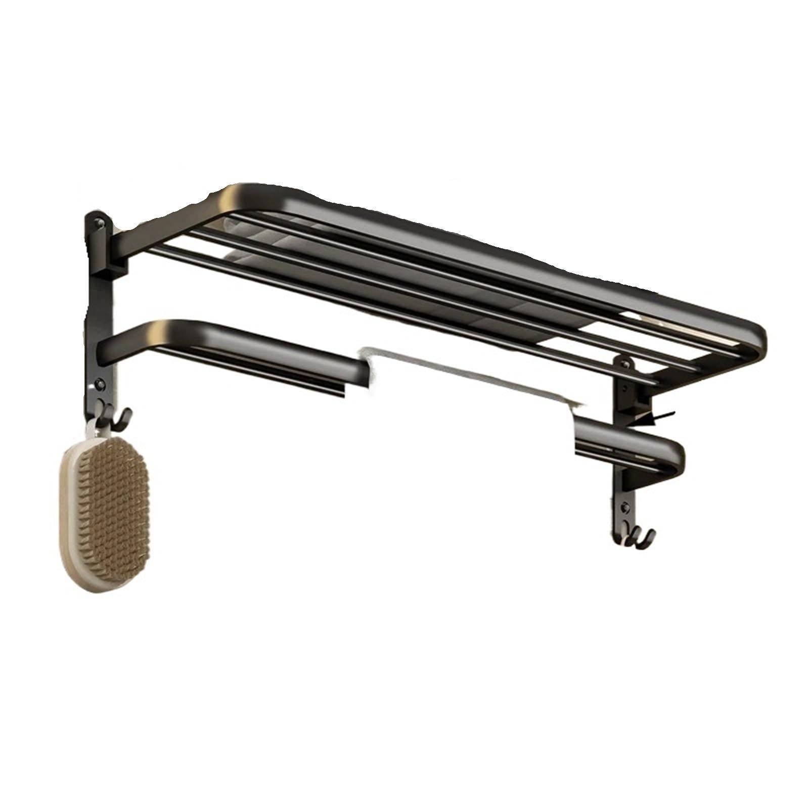 Towel Rack Non Perforated Wall Mounted Space Aluminum 40-60CM Bathroom Kitchen Bedroom(Double layer 50CM)
