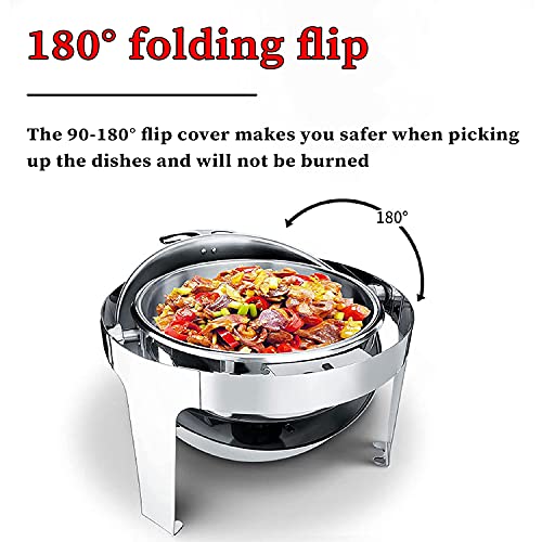 DBMGB Rund Chafing Dish Speisewärmer mit Rolldeckel, Elektrisch Warmhaltebehälter Essen, Edelstahl Buffetwärmer - Strom… – Bild 4