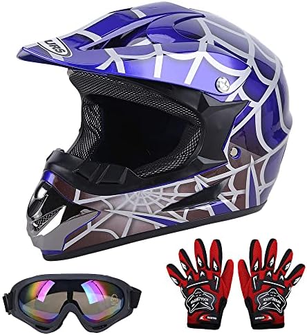 OUMURS DOT Youth Dirt Bike Helmet,Kids ATV Helmets with Gloves Goggles for Youth Boys Girls 5-14 Ages,Four Wheeler Helmet Kids Motocross BMX MX UTV Snowmobile Go Kart Full Riding Racing Skateboard