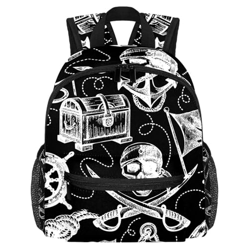 Sac à dos pirate pour enfant multicolore 10x4x12 pouces avec poches gourde