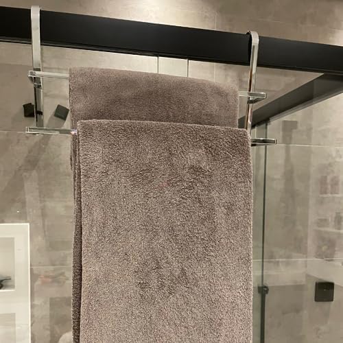 SUPORTE TOALHEIRO DUPLO PARA BOX BANHEIRO PORTA TOALHA DUPLO BOX REFORÇADO (Cromado)