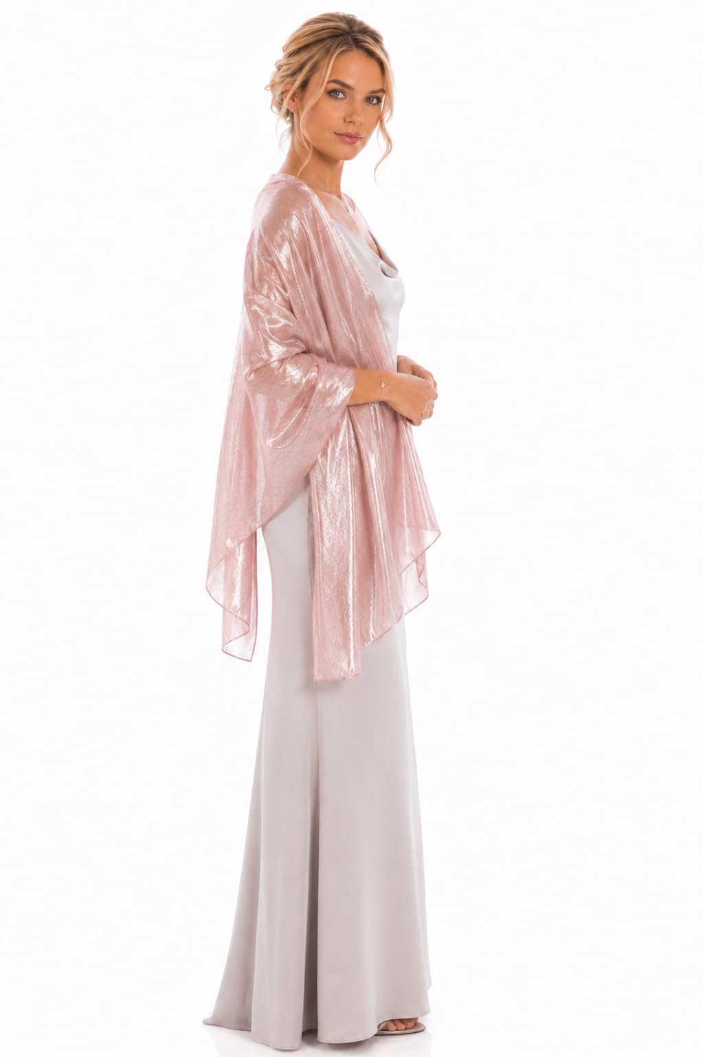 Central Chic Silky Pashmina Iridescent Wrap Stole Shawl For Weddings Bridal Bridesmaids Proms & Parties 24 Colours