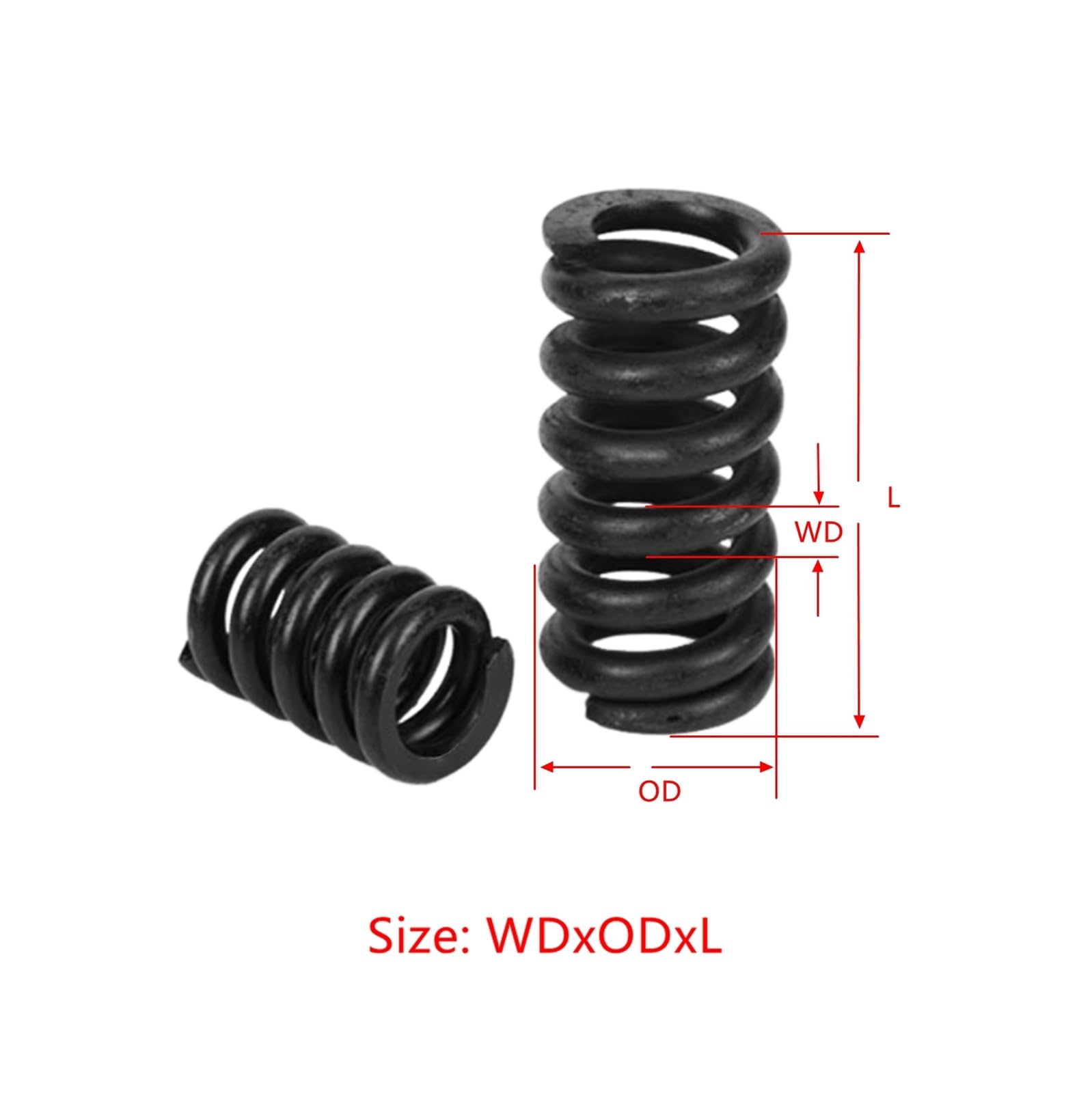 2pcs Ressorts compression extrémités meulées, WD 6mm, OD 100mm, L 100mm