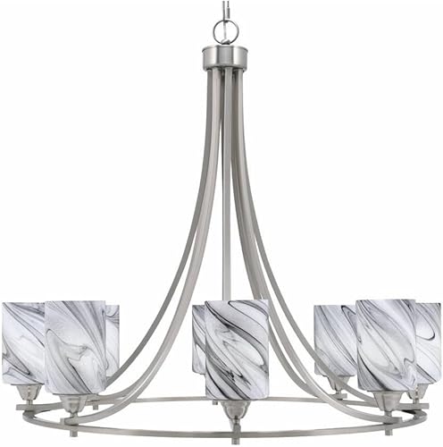 Toltec Lighting 3408-BN-3009 Paramount - Candelabro vertical de 8 luces, 31 pulgadas de alto y 31.25 pulgadas de ancho, color de acabado níquel