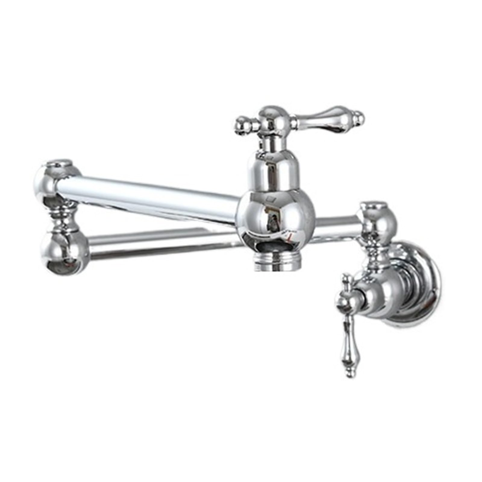 ZQFHSX 23" Brass Pot Filler Faucet, Wall Mounted Over Stove Water 2 Handles Folding Stretchable Faucets Tap for Most Scenarios(Chrome)