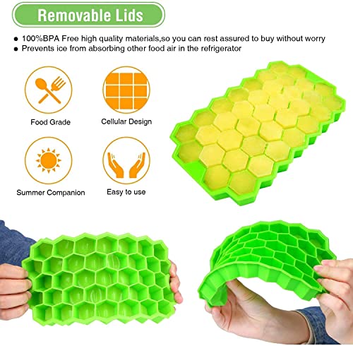 Image of Silicone Honeycomb Ice Cube Tray, Hexagonal Shape, Easy Ice Removal, Reusable Mould Multicolor (Pack of 1)