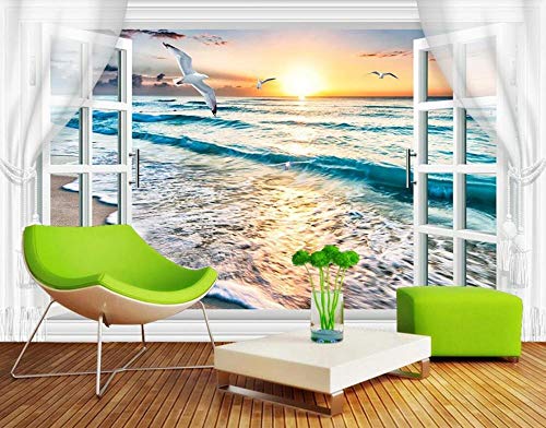 Fototapete 3d Effekt Möwenblick Auf Den Strand Vor Dem Fenster Tapete 3D...
