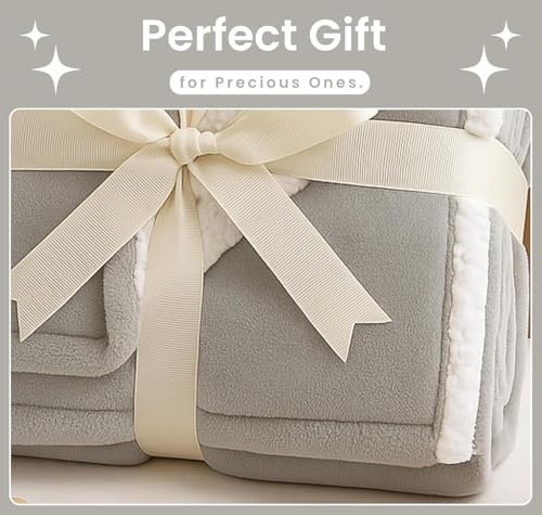 Image of VAS COLLECTIONS Baby Blanket Gift Set | 2-Layer Flannel & Sherpa Wrapping Sheet | Ultra Soft & Cozy | Newborn Boys & Girls | All-Season AC Blanket (130x105 cm, 800 g) (Gift Grey, Baby (800g))