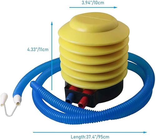 Miniatura 2 de Bomba de pie de plástico Bomba de pie de 4 pulgadas de bola de yoga amarilla Inflador de pedal de mano con fuelle de tubo largo Bomba de pie para