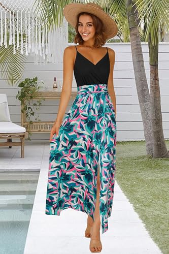 Image of Newshows Women's 2026 Lightweight Summer Wedding Guest Beach Vacation Casual V Neck Split Flowy Maxi Dress