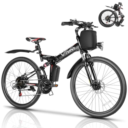 Vivi M026TGB Electric Bike 26" Electric Bike for Adults, Peak 750W Folding Electric Mountain Bike, 48V Removable Battery Ebike, 21 Speed Ebike, Top 22 Mph, Up to 50 Miles, SGS Certified to UL2849