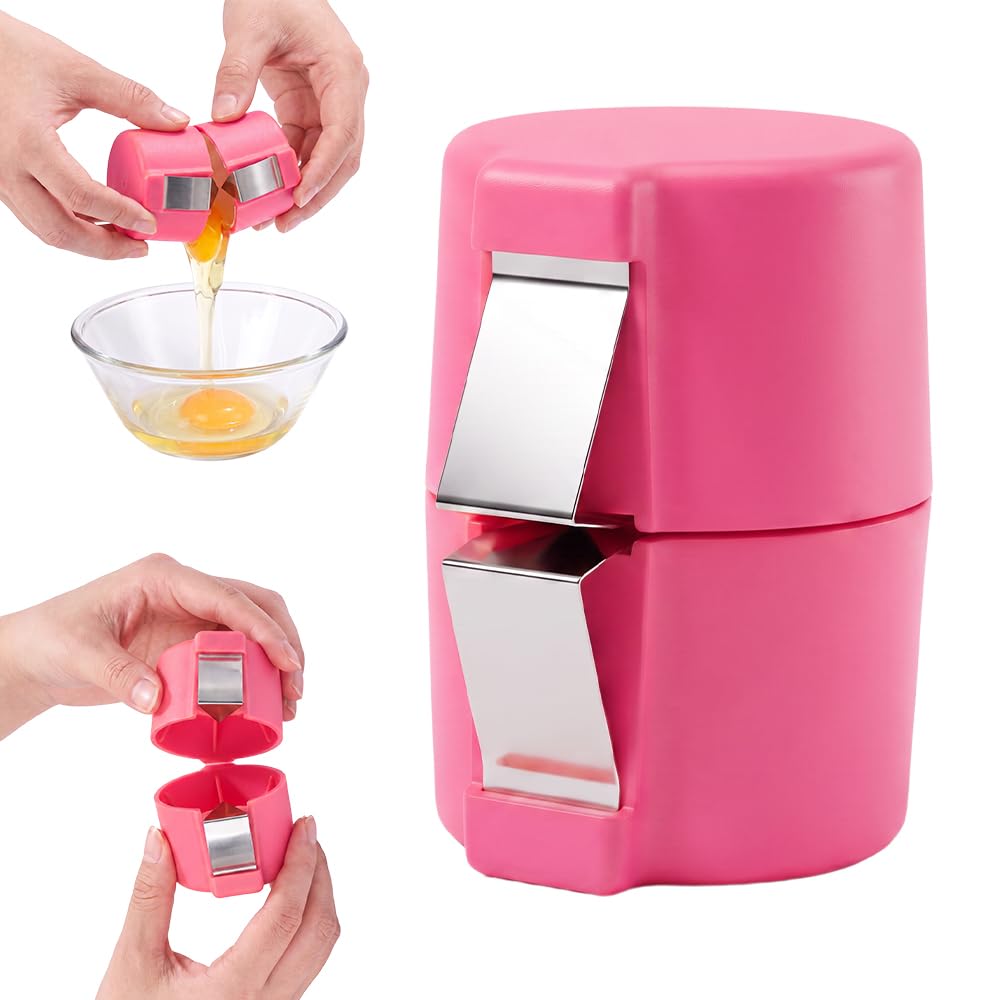 Egg Shell Opener, 2026 Egg Separator for Raw Egg Hard Boiled Egg Peeler, Stainless Steel Egg Cracker Tool Kitchen Gadgets for Cooking Baking, Eggshell Breaker，pink：1PCS